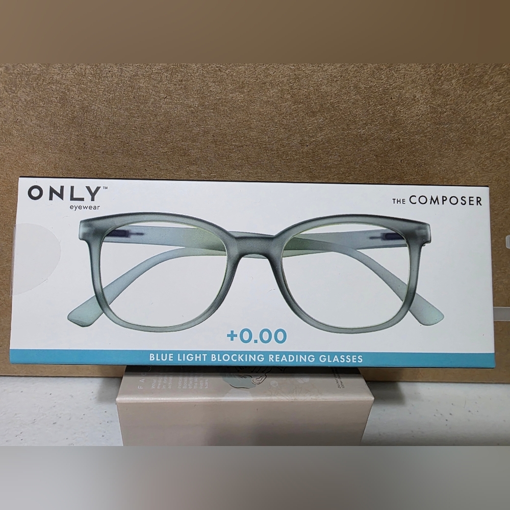 ONLY Blue Light Blocking Reading Glasses in Frosted Gray-Green